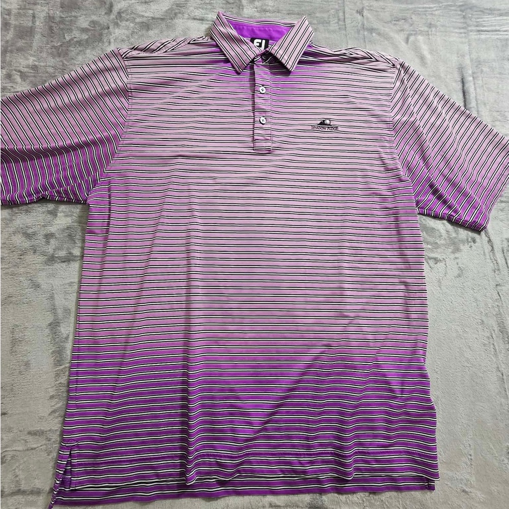 FootJoy Men's Polo Shirt in Purple and Gray Stripes